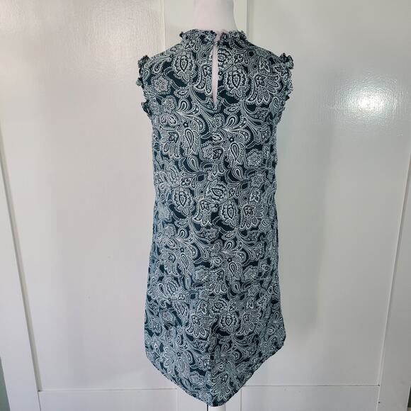 Boden Size 6L Sleeveless Smocked Mini Dress Green Paisley Bud Pockets - Picture 3 of 7